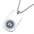 Heavy Duty Dog Tag-Large Stainless Steel K with 27 stainless link chain and blue emblem